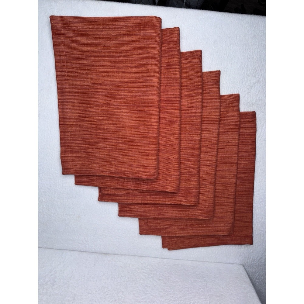 Crate & Barrel Lot Of 6 Grasscloth In Orange Peel   Placemats Handmade Woven